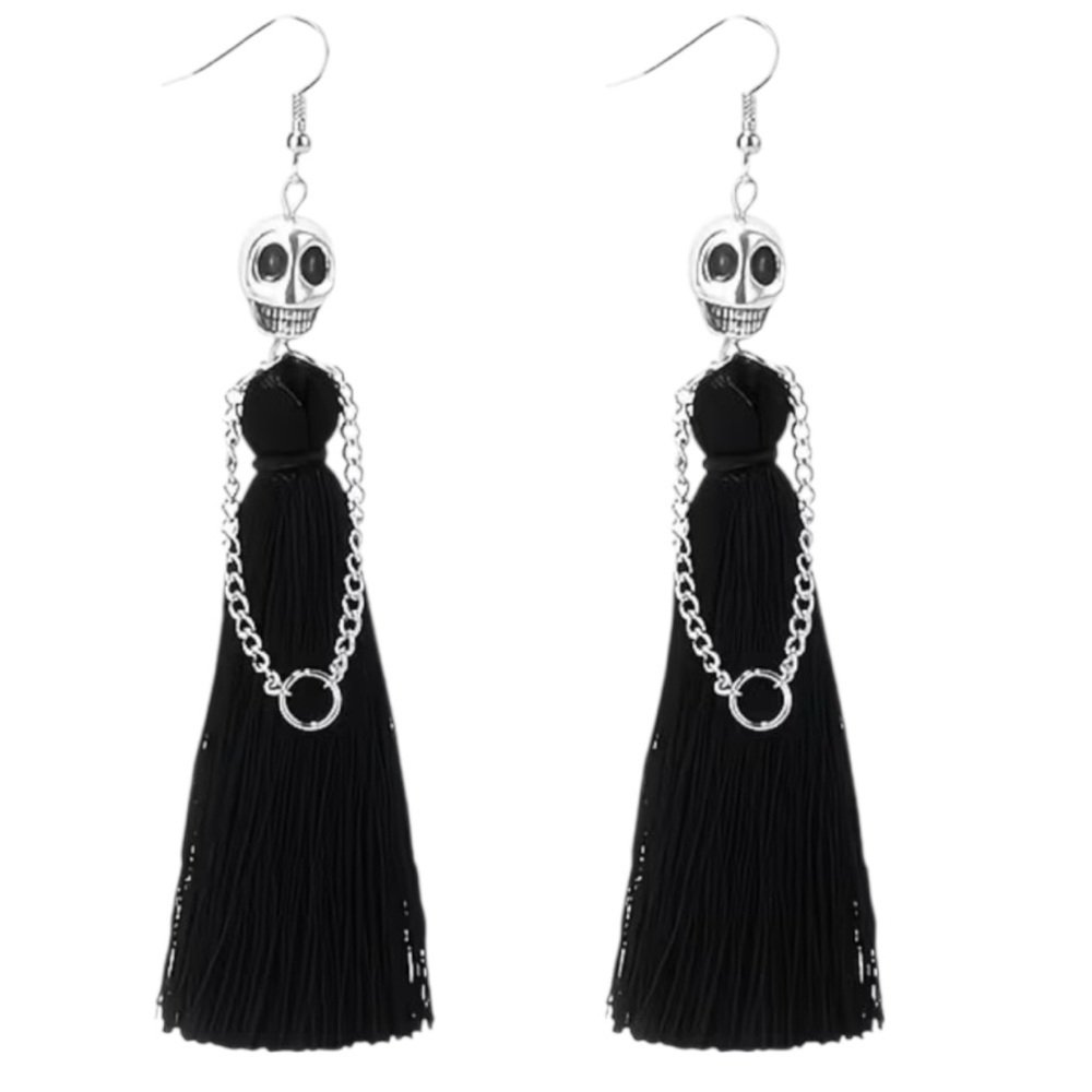 New skull tassel earrings gothic Whimsigoth